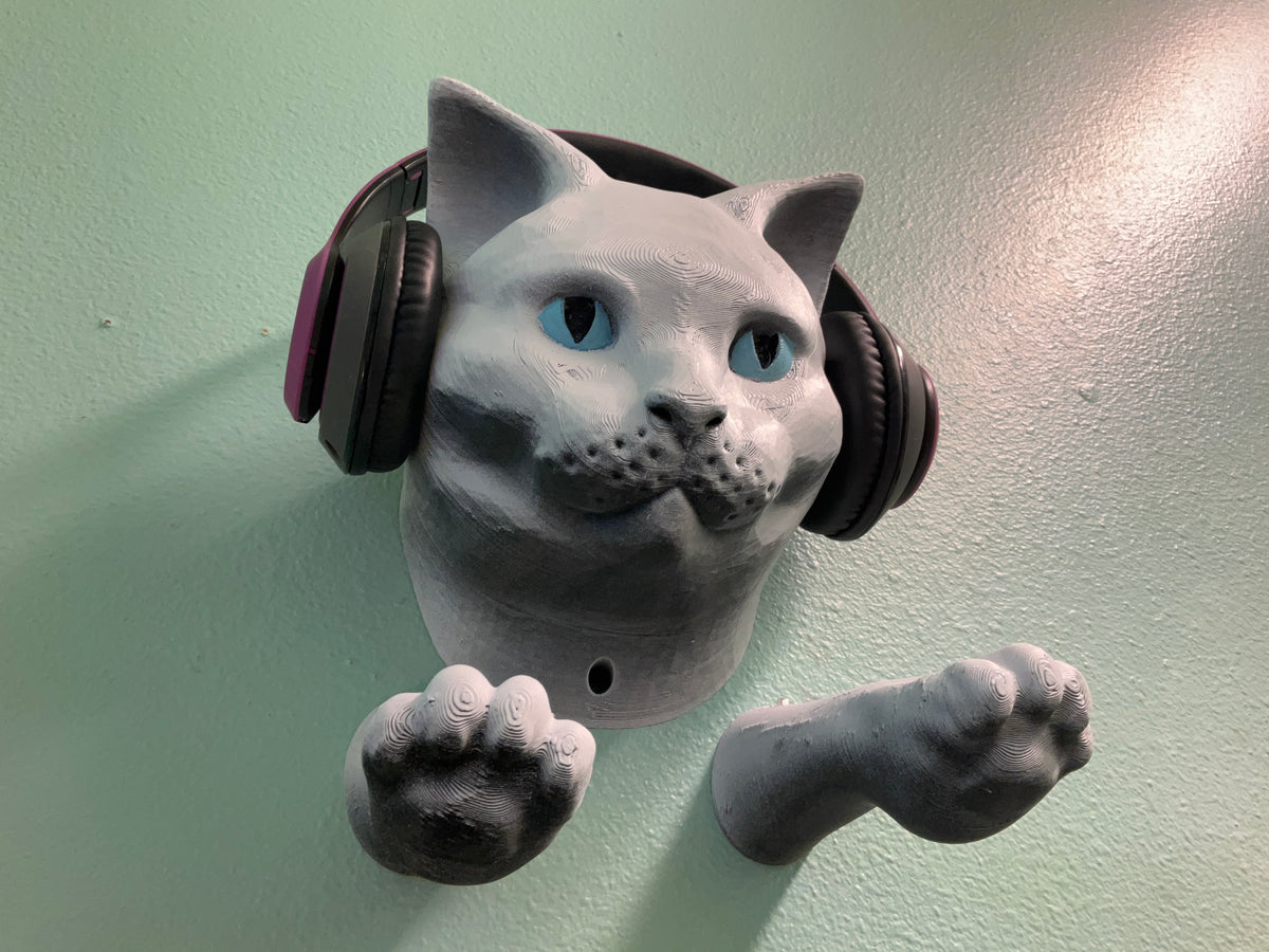 White Cat Wall Hanger! BlueEyed Headphone Stand like House/Tabby